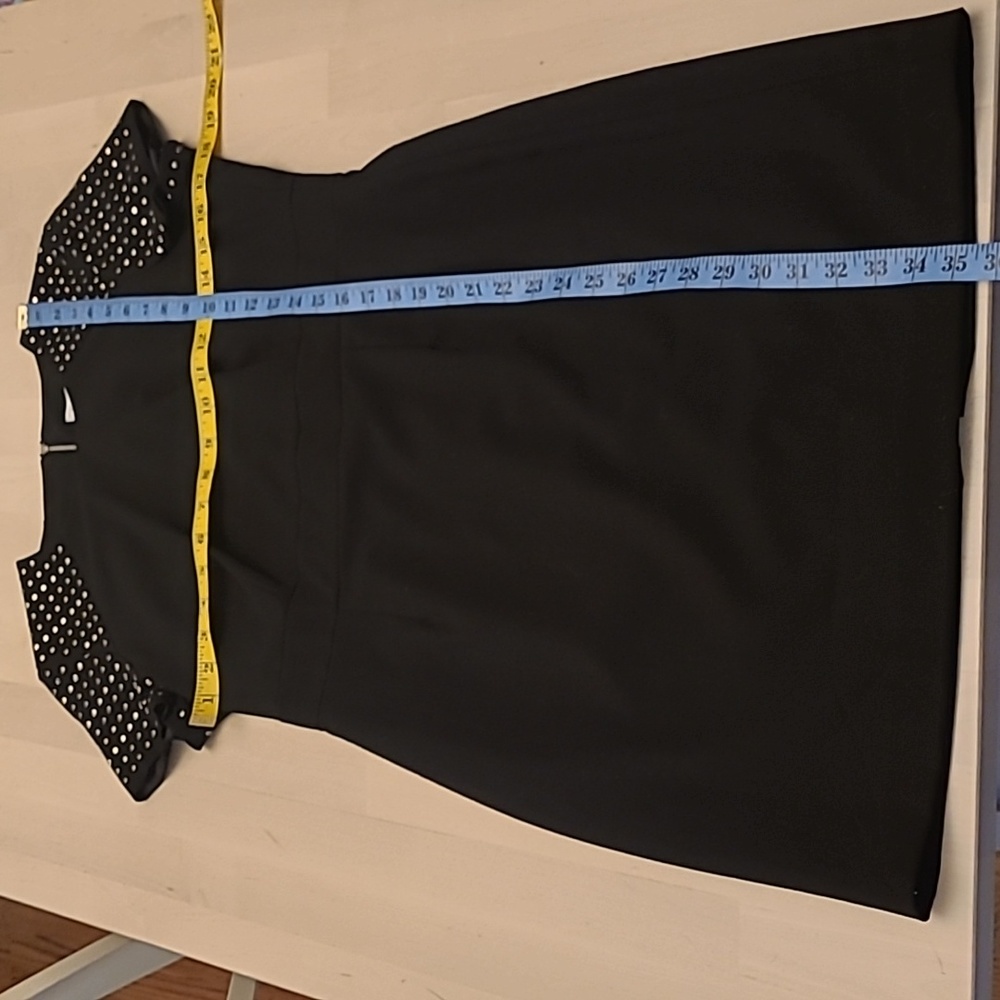 NWOT Calvin Klein Black Silver Studded Short Sleeved Fully Zip Back Midi Dress - Picture 4 of 15